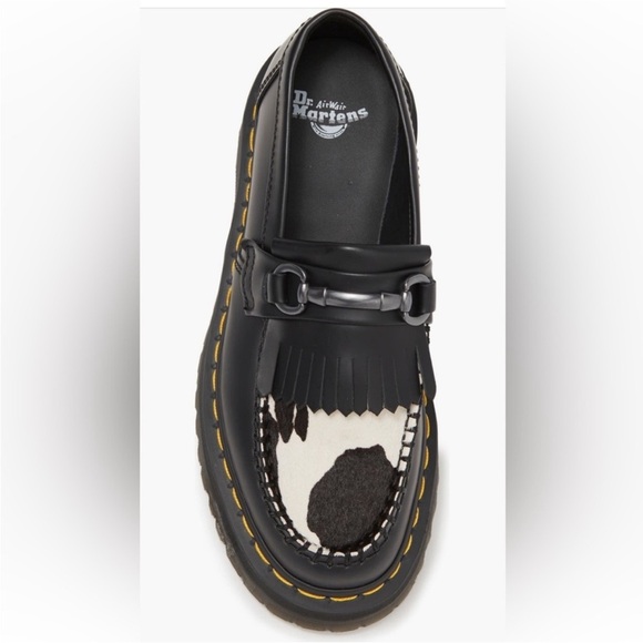 NEW Dr. Martens Adrian Snaffle Quad Platform Loafer Cow Print Unisex Size W9 M8 - Picture 4 of 16